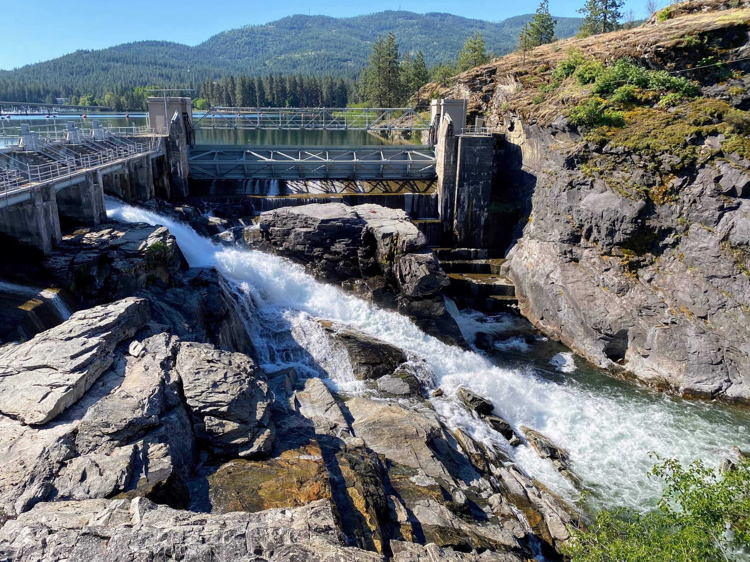The falls at Post Falls on the Spokane River. Onyx & Oak Homes builds custom homes in Post Falls, Idaho.