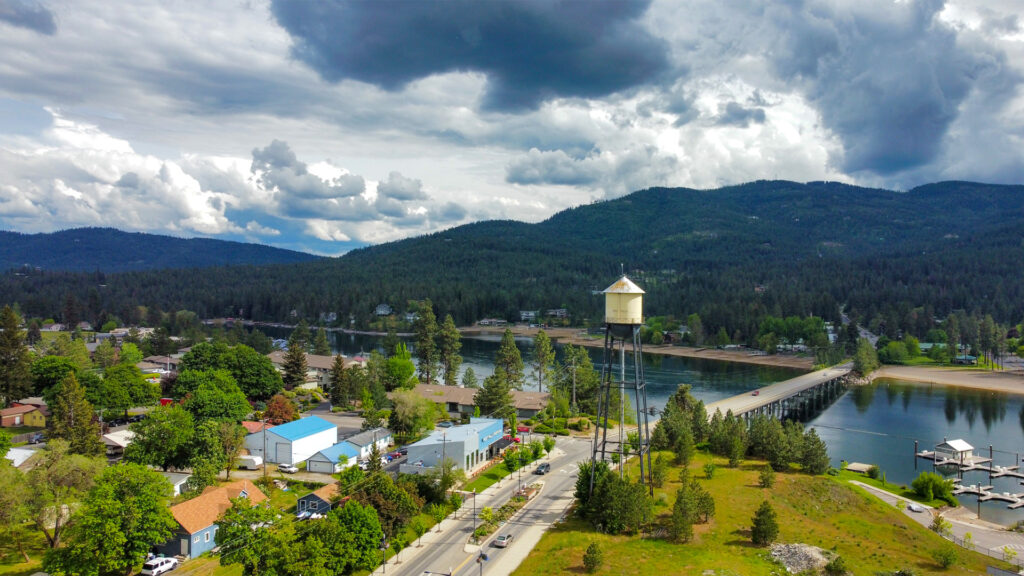 Post Falls Water Tower and Blossom Mountain